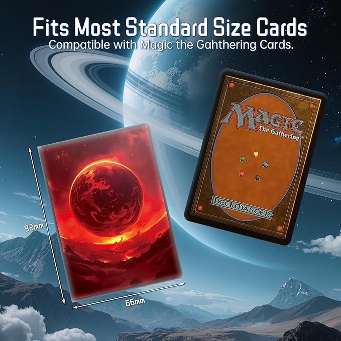 MTG Card Sleeves - Mountain - Planet Basic Lands Series - Ultra Clear Front & Matte Finish Back, 100 Count Standard Size Matte Art Sleeve for Magic The Gathering