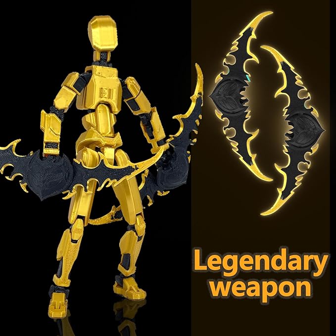 (Assembly Completed) T13 Action Figure Set, Titan 13 Robot Dummy 3D Printed robo 13 Action Figure Articulated, Lucky 13 Gift for Collectors Desktop Decorations (Golden)