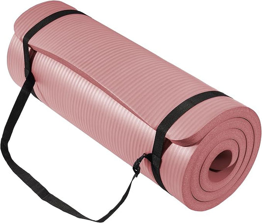 Fitvids 1 Inch Thick Yoga Mat 71x24 Inch - Non Slip Workout Mat with Carry Strap, Multiple Colors - Versatile Exercise Mat for Home, Gym, Pilates, Meditation - For All Skill Levels