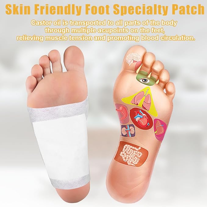 30pcs Castor Oil Pack Wrap for Feet, Skin Friendly Castor Oil Patches Pack Portable Foot Patches, Self-Adhesive Anti Leakage Sticker Disposable Kit, 4.8"X6"