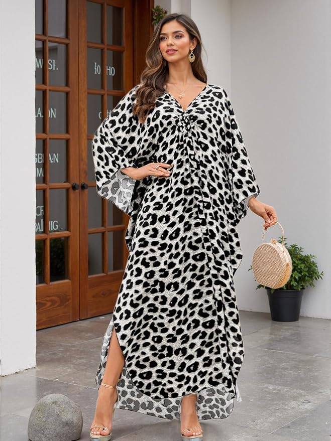 Mumu Dresses for Women Plus Size, Bohemian Kaftan Beach Cover Up Long Maxi Nightgown Soft Loungewear