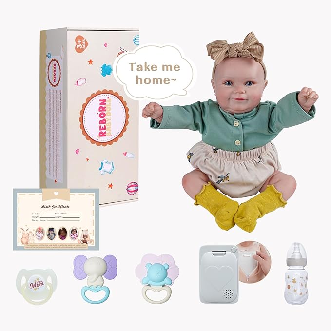 BABESIDE 3-in-1 Interactive Reborn Baby Dolls, 20Inch Cute Soft Vinyl Realistic-Newborn Baby Doll Poseable Real Life Lifelike Baby Dolls w/Doll Accessories for 3+ Year Old Girls