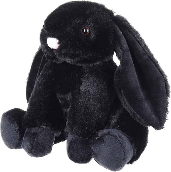 Apricot Lamb Toys Plush Bunny Rabbit Stuffed Animal with Fluffy Soft Ears (Black, Small-8")