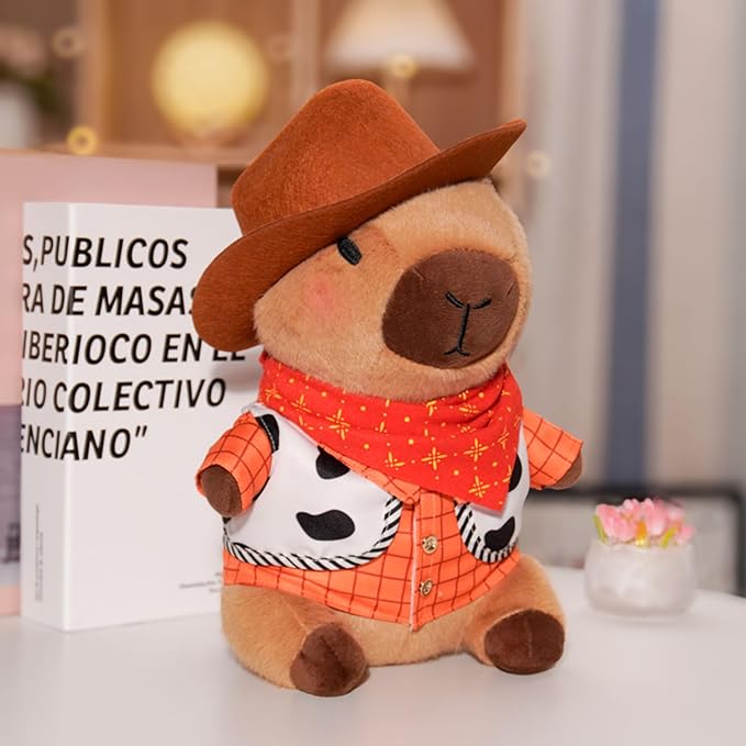 Capybara Plush with 9 pcs Clothes & Accessories, 10.2 in Cute Capybara Stuffed Animal Plush Toys, Dress Up Cute Plushies for Girls/Boys
