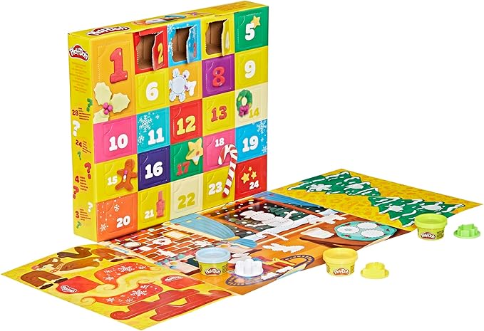 Play-Doh Holiday Advent Calendar for Kids 3 and Up, 24 Day Countdown, Multiple Surprise Gifts Behind Each Door, Arts & Crafts