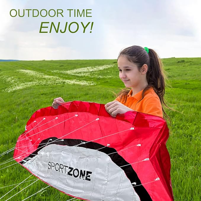 HENGDA KITE 2.5m Dual Line Stunt Parafoil Kites Soft Stunt Kite for Beach Blue with Flying Tool