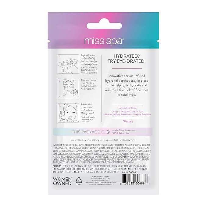 MISS SPA Under Eye Patches, Hydrating Revitalizing Eye Masks, Eye Masks for Dark Circles and Puffiness, Reduce Fine Lines and Wrinkles, Skin Care Products For Women, Dermatologist Tested (4 Pack)