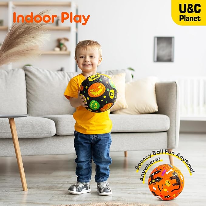 U&C Planet 2 Pack Playground Balls for Toddler Kids, 6 inch 8.5 inch Cartoon Rubber Balls with Pump, Dodgeball Kickball for Outdoor & Indoor Game, Great Gift for Boys Girls Aged 1 and Above