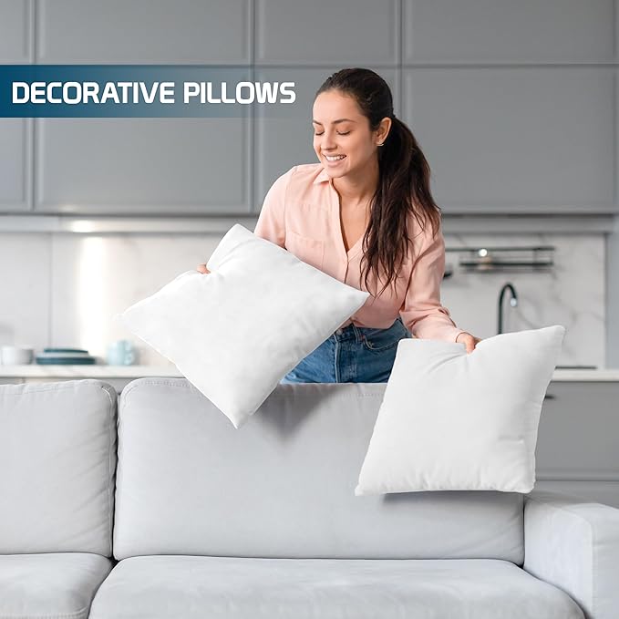 Utopia Bedding Throw Pillows, Decorative 24 Pillow Inserts, Set of 4 | Down alternative pillow insert with plush fluffy fill for beds sofas couches and chairs. Suitable for indoor outdoor use.