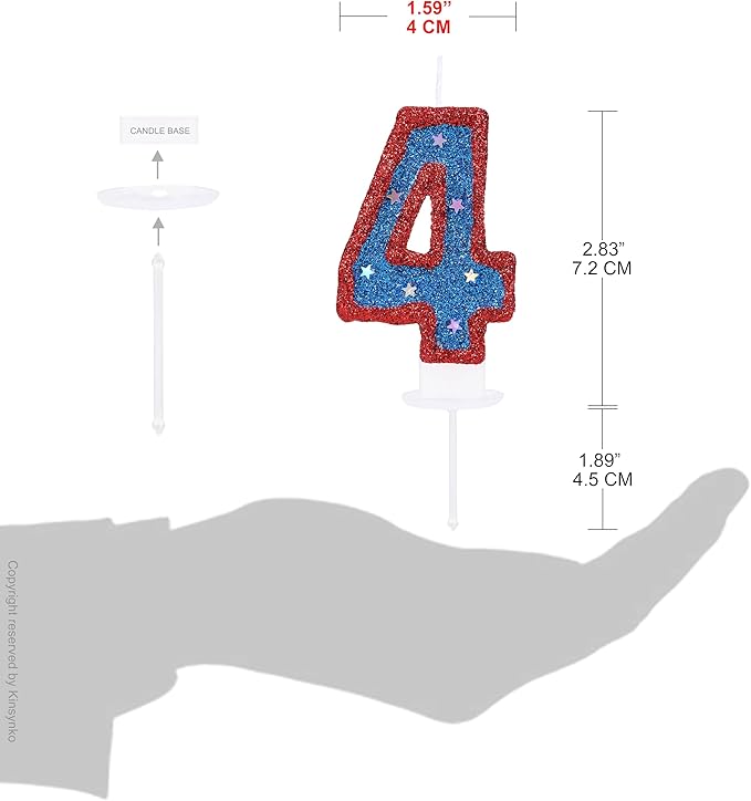 Number 4 Candle Birthday Boy Girl 4 Years Old Cake Topper, Blue Captain Hero 4 Birthday Candle for Kid's Superheroes Theme Party Cake Decoration