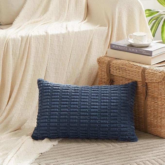 Fancy Homi 4 Packs Decorative Throw Pillow Covers for Living Room Couch Bed, Modern Farmhouse Boho Home Décor Accent Cushion Case, 24" x 16", Dusty Blue