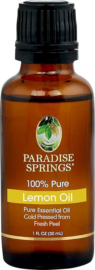 Paradise Springs Lemon Oil Essential Oil, 100% Pure and Natural Lemon Essential Oil for Diffusers for Home Aromatherapy, Massage, Humidifiers, 1 fl oz (30ml)