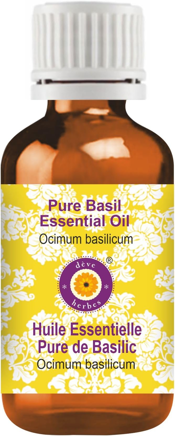 Deve Herbes Pure Basil Essential Oil (Ocimum basilicum) Steam Distilled 15ml (0.50 oz)