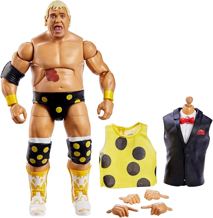 Mattel WWE Dusty Rhodes WrestleMania Elite Collection Action Figure with Accessory & "Mean" Gene Okerlund Build-A-Figure Parts, 6-inch