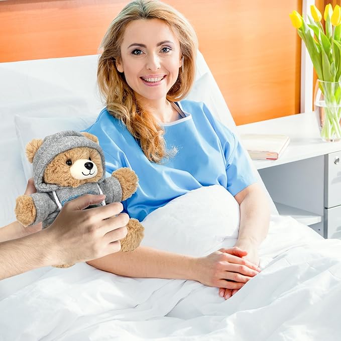 Get Well Soon Teddy Bear Stuffed Animal with Gift Box Removable Hoodie for Comfort and Love, for Kids, Women & Men in Tough Time, Get Well Soon Gifts Basket with Beautiful Greeting Card