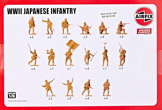 Airfix Mini Army Figures - A00718V Japanese Infantry - Military Figurines, Plastic Soldiers for Adults & Children 14+, Sets Includes 48 Unpainted Soldier Toys - War Games Miniatures