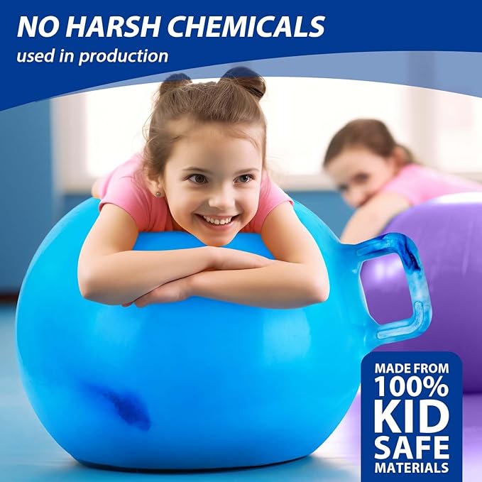 Hopper Ball 2 Pack with Air Pump, 18 Inch Bounce Balls with Handles for Kids, Best Gift for Ages 3 4 5 6 7 8 Boys and Girls, Toys for Ages 3-10, Ride on Toys for Kids 4-8, Hopper Toy