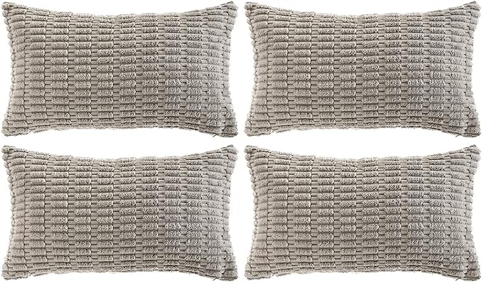 Fancy Homi 4 Packs Decorative Throw Pillow Covers for Living Room Couch Bed, Modern Farmhouse Boho Home Décor Accent Cushion Case, 20" x 12", Gray