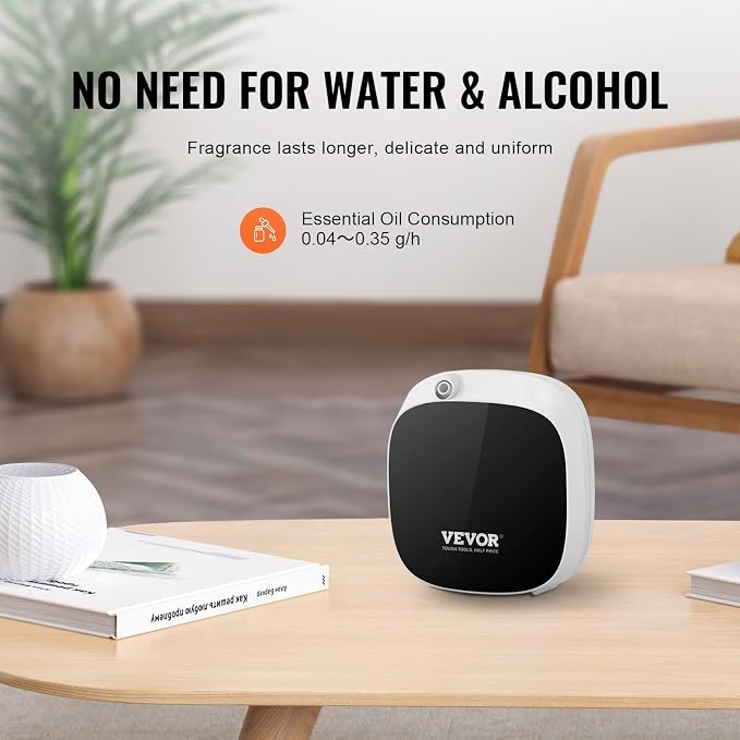 VEVOR Scent Air Machine for Home, 100ML Smart Essential Oil Diffuser with Cold Air Tech, Waterless Scent Air Diffuser with USB & Battery Powered, Cover Up to 1000 Sq.Ft for Living Room, Bath Room, Spa