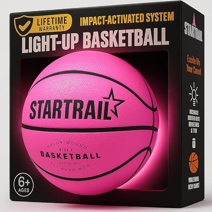 TOMLEON Light Up Basketball | Glow in The Dark Basketball | LED Basketball Size 7 | Glowing Basketball Ball | Lighted Basketball | Coolest Things for Boys & Girls | Toys for 10 Year Old Kids