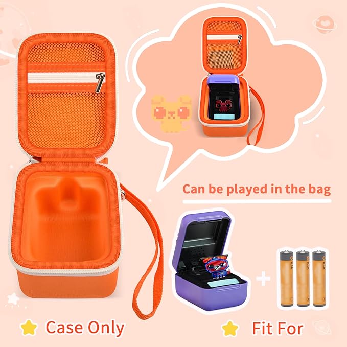 Case for Bitzee Interactive Toy Digital Pet and Case, Hard Carrying Holder for Virtual Electronic Pets React to Touch, Protective Container for AA Batteries and Other Accessories (Box Only)-Orange
