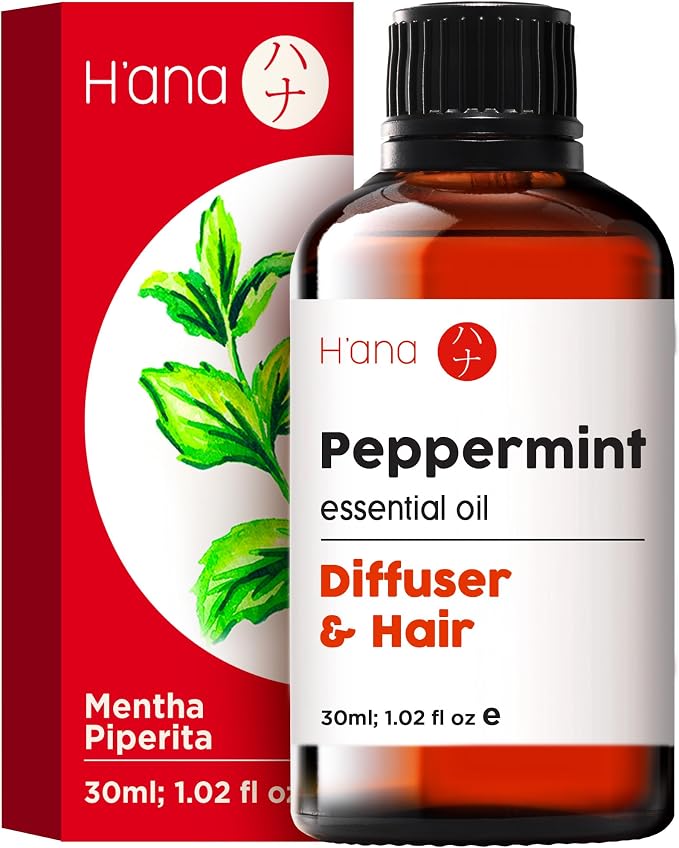 H'ana Peppermint Oil - 1.02 Fl Oz Peppermint Essential Oil for Hair, Skin, Diffuser, Aromatherapy & DIY