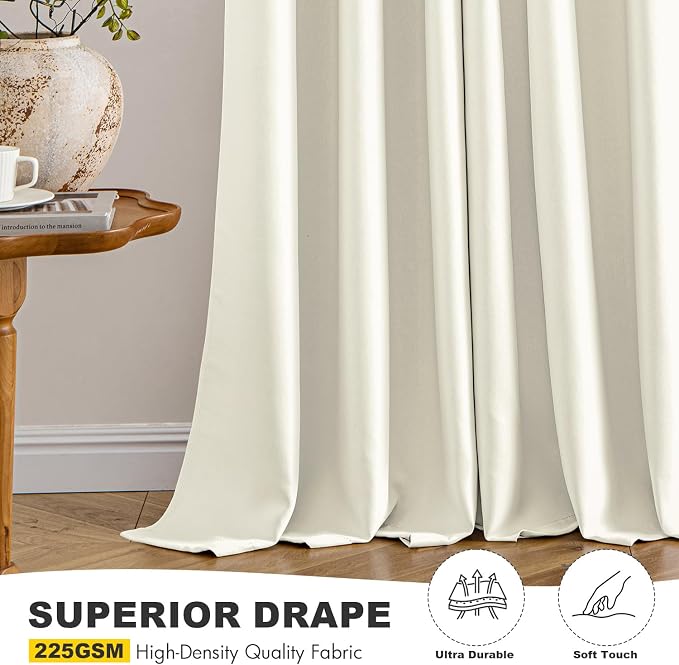 MIULEE Blackout Curtains for Bedroom 2 Panels 40 x 45 Inch Long Cream | Thermal Insulated, Living Room Darkening Grommet Drapes, Noise Reducing, Light Blocking Window Treatments