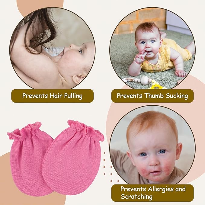 8 Pairs Baby Mittens No Scratch, Skin-friendly Cotton Newborn Infant Gloves, Baby Girl Boy Must Haves Essentials 0-6 Months