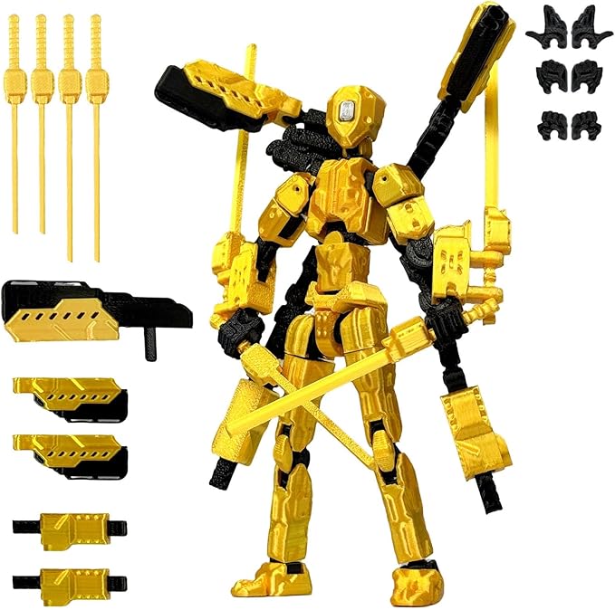 T13 Action Figure Set (Assembly Completed),3D Printed Multi-Jointed Movable,Nova 13 Figures Desktop Decorations for Game Lovers Toy (Yellow)