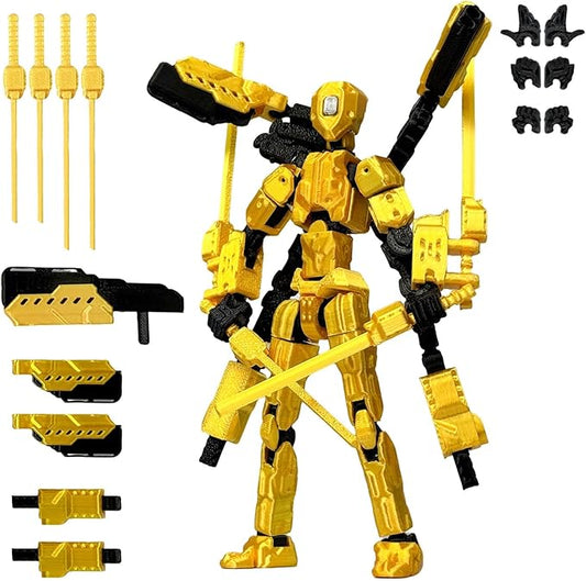 T13 Action Figure Set (Assembly Completed),3D Printed Multi-Jointed Movable,Nova 13 Figures Desktop Decorations for Game Lovers Toy (Yellow)