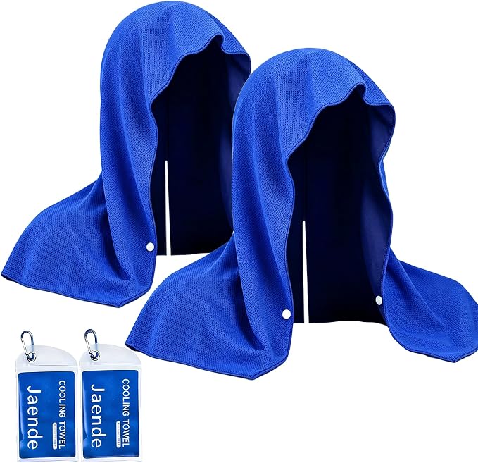 Jaende 2Pack Cooling Hoodie Towel, UPF 50+ Sun Protection Ice Towel, Instant Cooling Towels for Neck and Face, Perfect for Sports, Gym, Workout, Yoga, Running & Hot Weather
