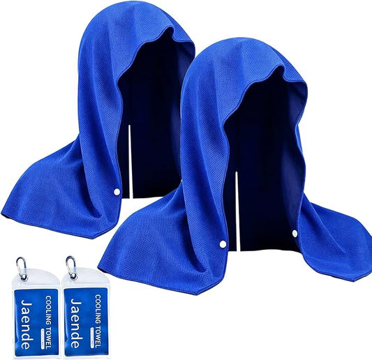 Jaende 2Pack Cooling Hoodie Towel, UPF 50+ Sun Protection Ice Towel, Instant Cooling Towels for Neck and Face, Perfect for Sports, Gym, Workout, Yoga, Running & Hot Weather