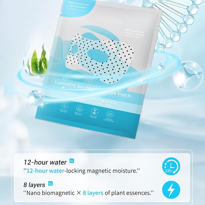 Bio-Magnetic Eye Mask – Hyaluronic Acid & Collagen Eye Patches for Hydrating, Firming & Smoothing – Refreshing Under Eye Treatment for Tired Eyes – 7 Pairs (1PC)