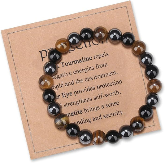 MAIBAOTA Healing Crystal Bracelet for Women Empath Protection & Safe Travel & Anxiety Relief Bracelet - New Beginnings Lucky Charms for Travel/New Job/Next Chapter