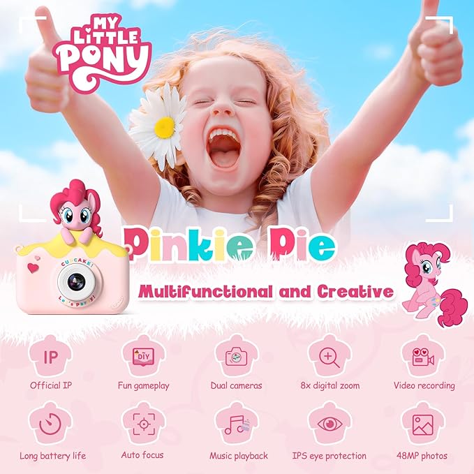 My Little Pony Kids Camera Toys for 3-12 Years Old Children, Hasbro Kids Digital Camera for Girls Boys,48MP Dual Lens HD 1080P IPS Screen Digital Toy Camera for Toddlers Christmas Birthday Gifts
