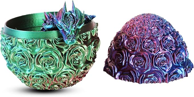 Pigmiss 3D Printed Dragon,3D Dragon Eggs with Dragon Inside,Dragon Fidget Toy for Adult,Full Articulated Dragon Crystal Dragon Easter Eggs Decoration for Gift (Rose-Blue Purple)