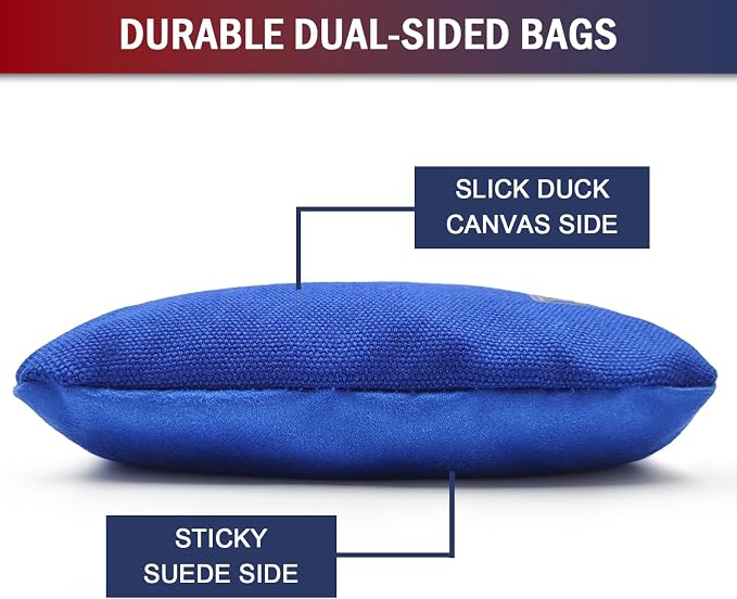 Dual Sided Corn Hole Bags Professional Cornhole Bags Set of 8 Regulation Corn Hole Bean Bags Slick and Stick