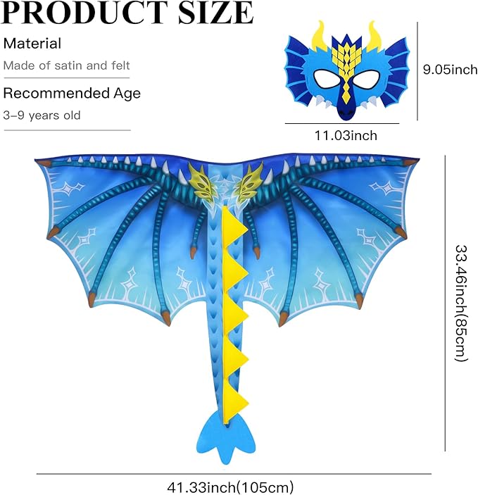 D.Q.Z Toddlers Dragon-Wings Costume for Kids Dinosaur Toys Gifts for 4 Years old Boys Girls Birthday Dress Up Party