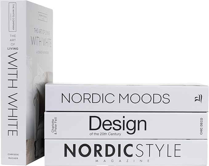 4 Pcs Decorative Books | Faux Black Coffee Table & Shelf Decor | Bold Modern Look for Living Room, Office and Entryway - Not Real, Tool-Free 2-Min Setup