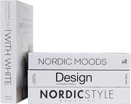 4 Pcs Decorative Books | Faux Black Coffee Table & Shelf Decor | Bold Modern Look for Living Room, Office and Entryway - Not Real, Tool-Free 2-Min Setup