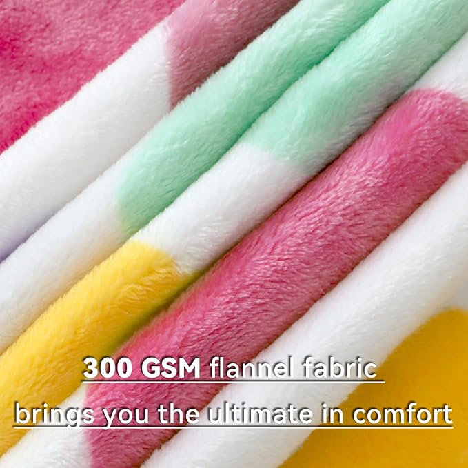 Rainbow Blanket for Girls Boys Easter Basket, Soft Cozy Warm Colorful Fleece Throw Blanket for Bed Couch, Boho Home Room Decor, Rainbow Gifts for Kids Birthday 50"x60"