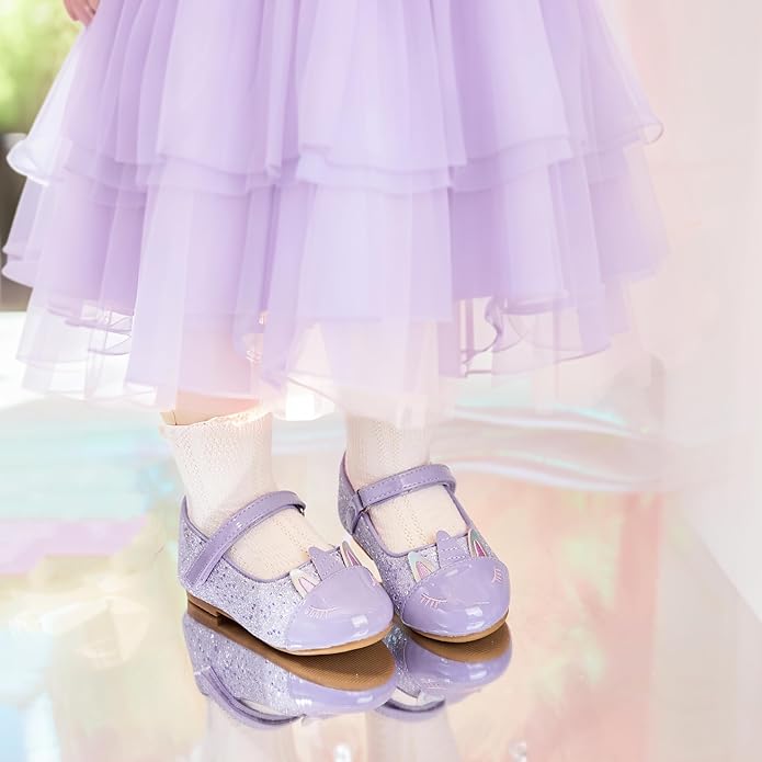 THEE BRON Mary Jane Ballet Flats - Girls' Dress Shoes with Hook & Loop Closure
