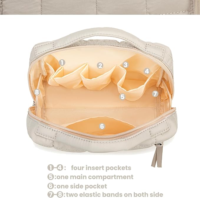 Bluboon Makeup Bag Zipper Pouch Travel Portable Cosmetic Bag Organizer for Women and Girls