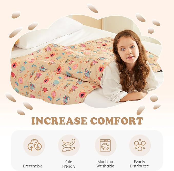 Weighted Blanket - 10 lbs Beige Princess Heavy Blanket - Small Size Breathable Lap Blanket(41"x60", 10 lbs)