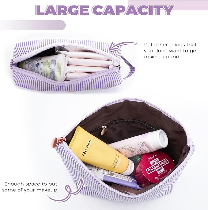 Personalized Makeup Bag for Women Girls - Fashion Cosmetic Bag Trendy Travel Toiletry Bag with Initials Letter - Teen Gifts - Lavender,Z