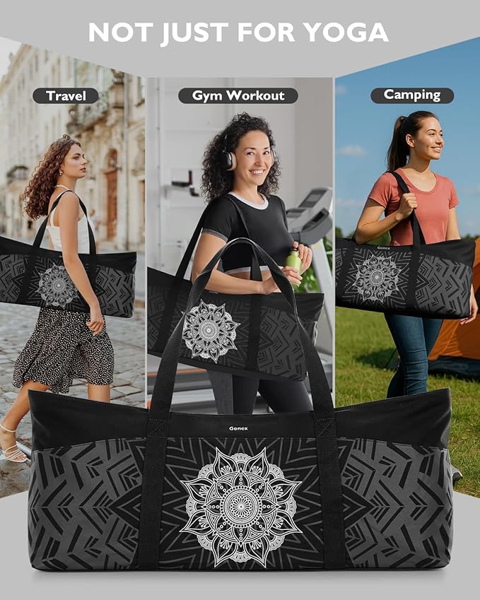 Gonex Yoga Mat Bag, Extra Canvas Gym Bag with Waterproof Pocket Metal Zipper, Fits Mat & Blocks, Stylish Yoga Mat Carrier for Women, Ideal for Yoga, Pilates, Workout, Travel