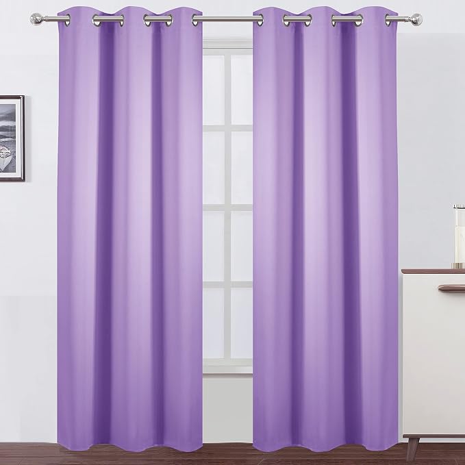 LEMOMO Blackout Curtains 42 x 84 inch/Lavender Curtains Set of 2 Panels/Thermal Insulated Room Darkening Bedroom Curtains