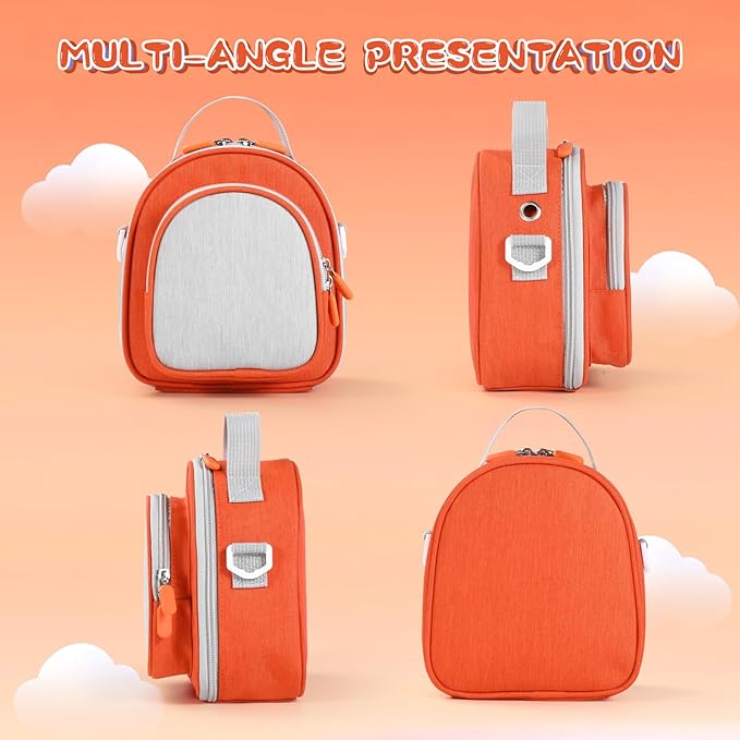 Carrying Case Compatible with Yoto Mini (2024 Edition),30 Cards Storage Bag with Handle and Shoulder Strap, Travel Storage box for Player & Headphone Accessories (Orange)