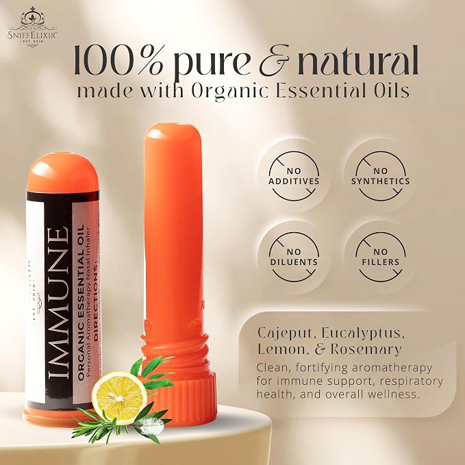 Immune Support Aromatherapy Nasal Stick Vapor Inhaler - Nurse Essentials & Gifts, USA Made with Organic Essential Oils, Wellness Formula Boost