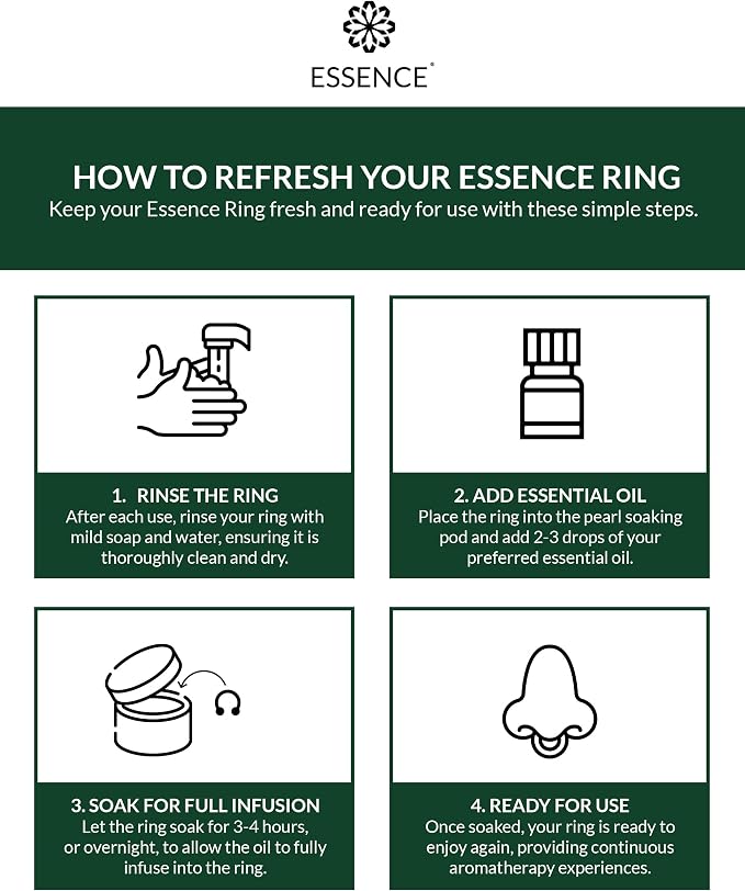 Essence Wearable Aromatherapy Nasal Diffuser – Eucalyptus Essential Oil Nose Ring Silicone Inhaler for Stress & Mood Support - Made in USA & Travel-Friendly